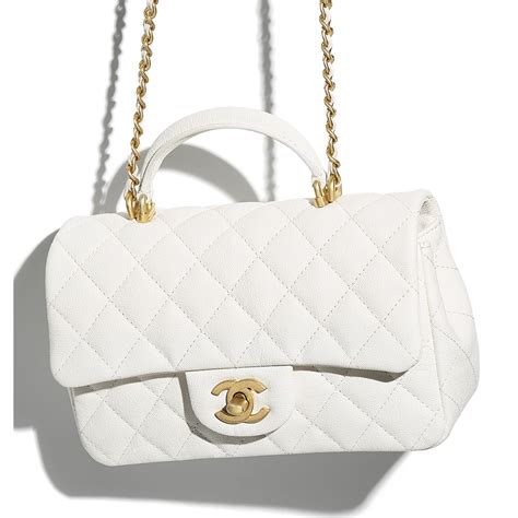 chanel white bag with handle|chanel top handle flap bag.